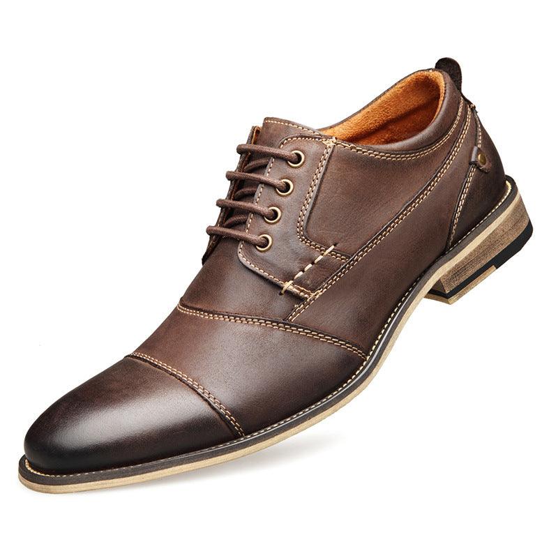 men's cowhide leather lace-up casual shoes, view 6 - MRSLM