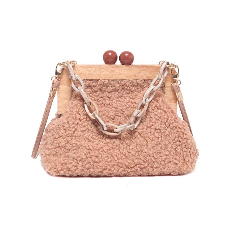 fluffy plush shoulder bag for women, view 4 - MRSLM