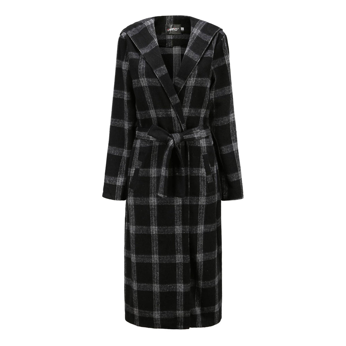 Women's Long Coat Plaid Brushed Coat Belt