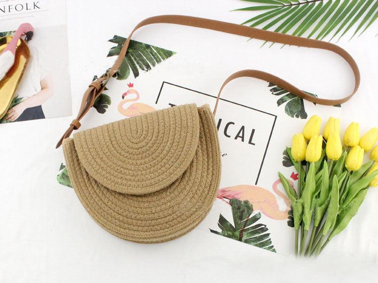woven straw one-shoulder messenger bag, view 2 - MRSLM