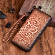 Vegetable tanned leather embossed wallet, view 4 - MRSLM