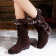 Women's mid-calf faux fur snow boots, view 3 - MRSLM