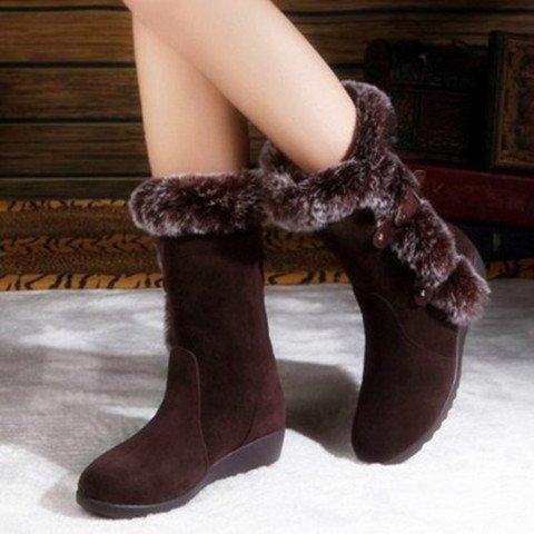 Women's mid-calf faux fur snow boots, view 3 - MRSLM