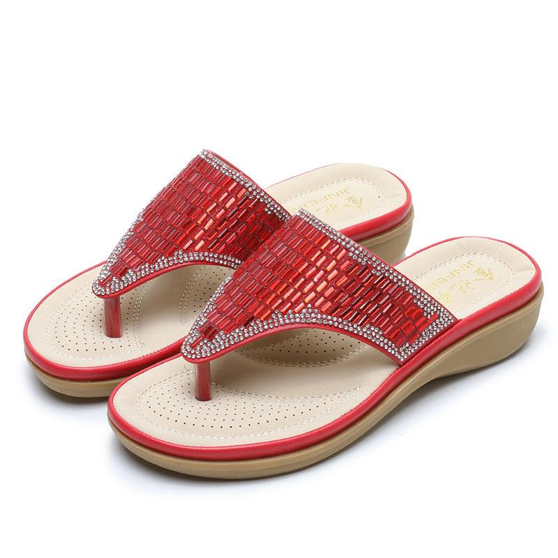 Flat bohemian rhinestone sandals, view 4 - MRSLM