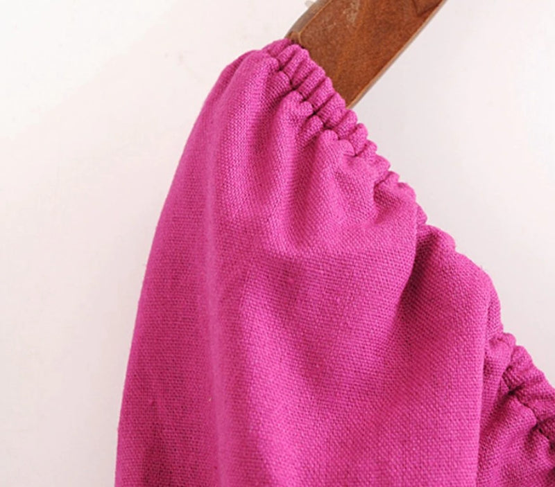 berry cotton linen dress, view 3 - MRSLM