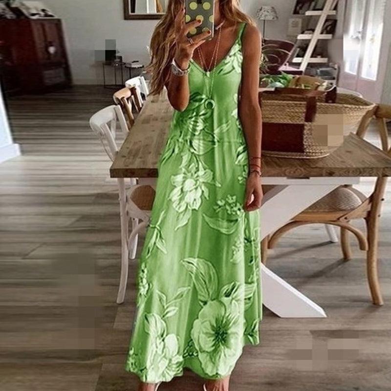 Slim long flower suspender dress, view 12 - MRSLM