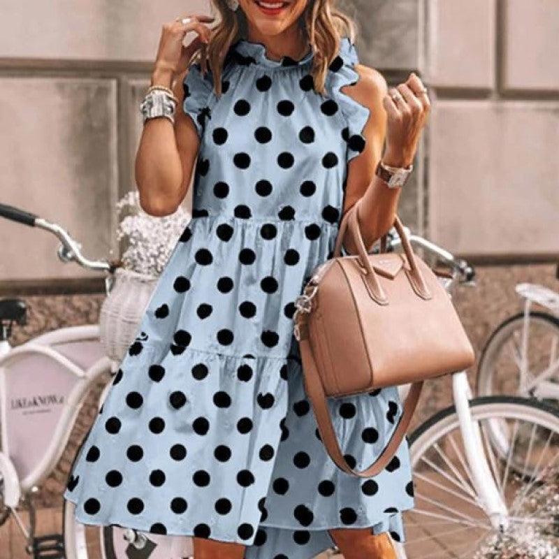 Women's printed round neck dress, view 8 - MRSLM