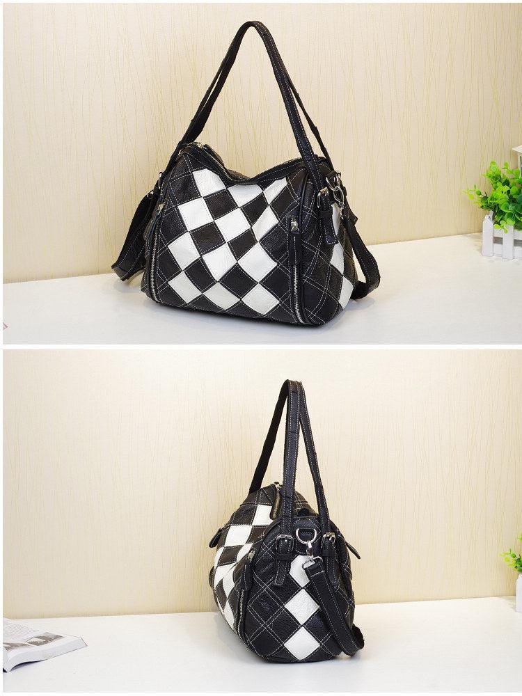 patchwork leather shoulder bag, view 6 - MRSLM