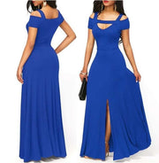 v-neck off-the-shoulder split long skirt, view 4 - MRSLM