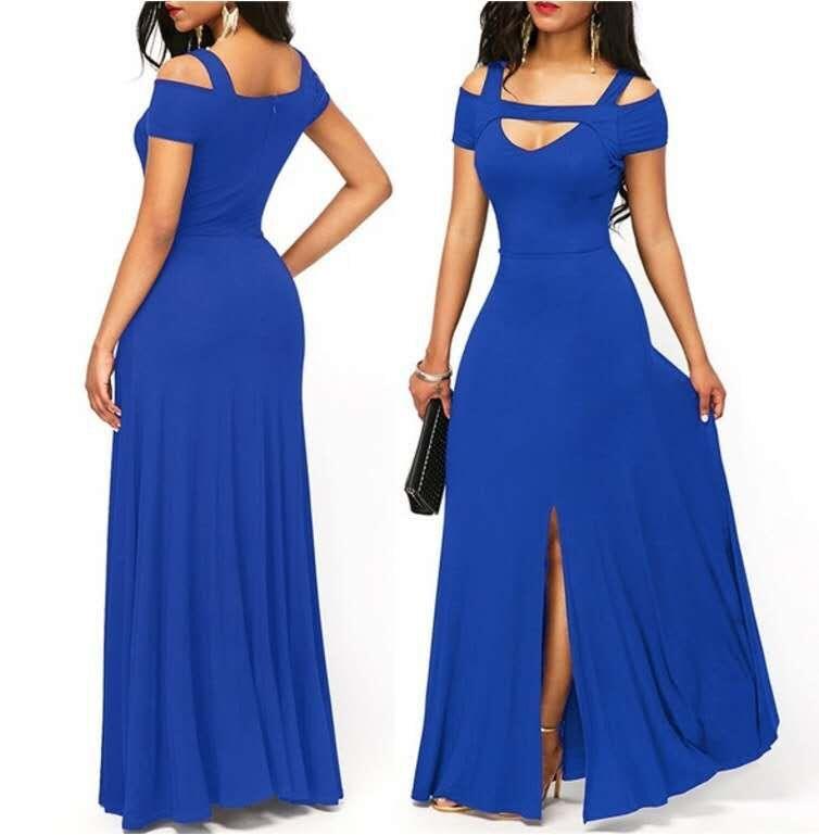 v-neck off-the-shoulder split long skirt, view 4 - MRSLM