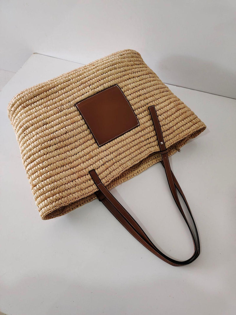 Hand-knitted Straw Woven Bag For Women's Fashion Bucket Beach - MRSLM