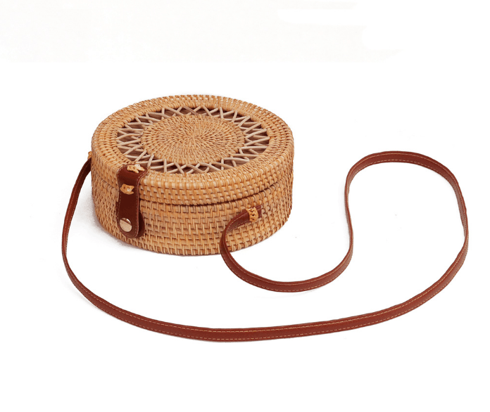 hand woven rattan shoulder bag, view 3 - MRSLM