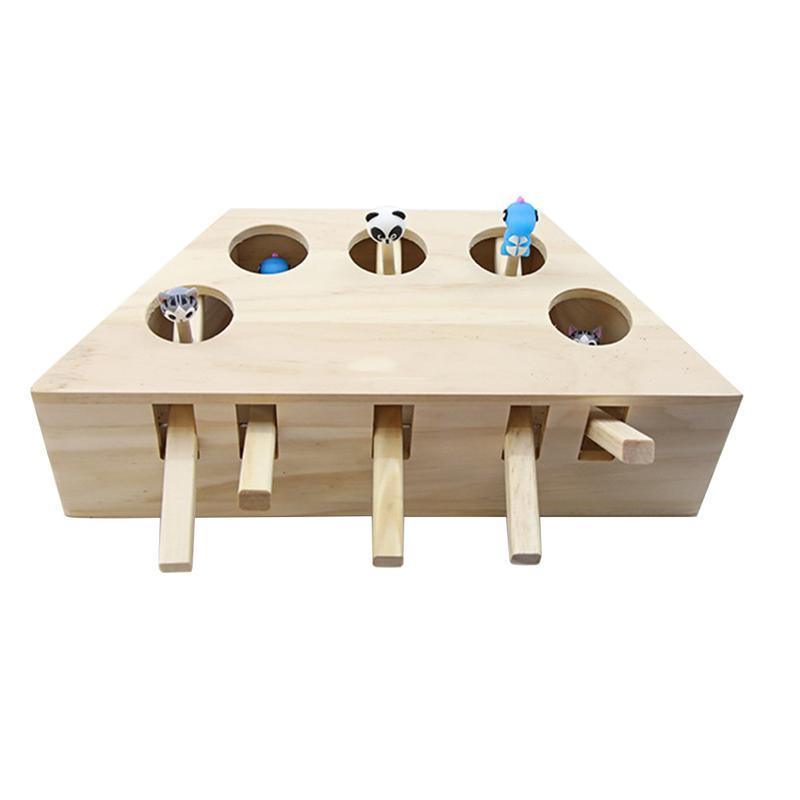 Cat Toys Hamster Machine Funny Cat Toy Solid Wood Pet Supplies Whac-A-Mole Mouse - MRSLM