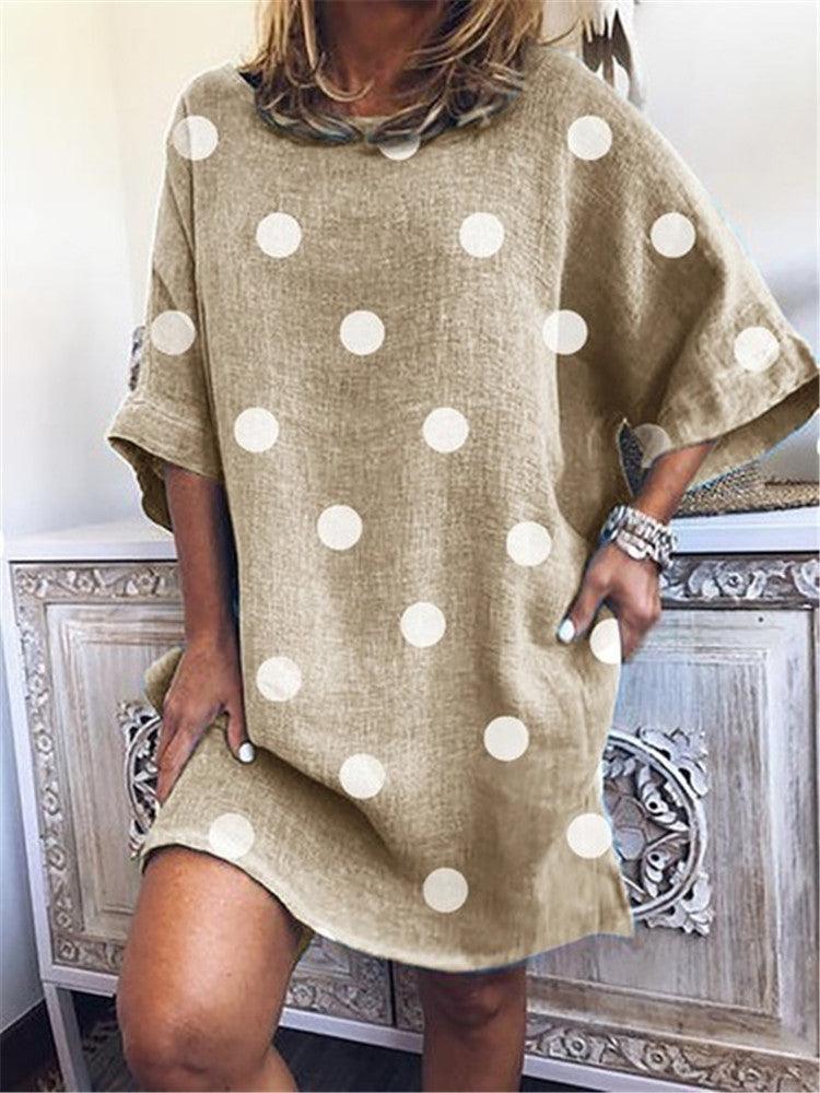 round neck loose printed dress, view 2 - MRSLM