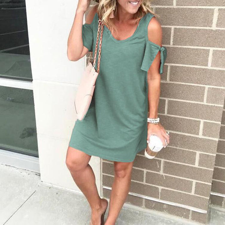 Fashion slim strapless solid color dress - MRSLM