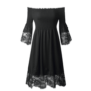 one-shoulder backless lace dress, view 2 - MRSLM