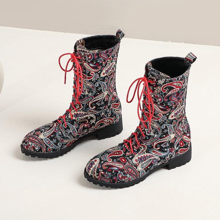 Women's Plus Size Ethnic Floral Short Boots