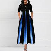 digital print round neck dress, view 4 - MRSLM