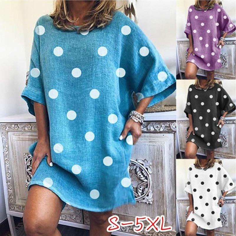 round neck loose printed dress - MRSLM