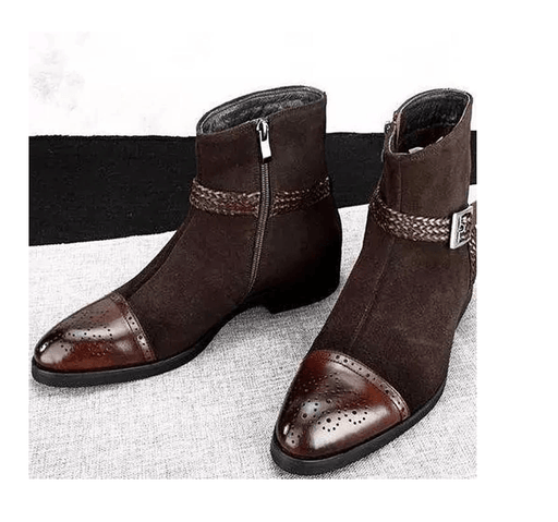 men's low heel side zipper low boots - MRSLM