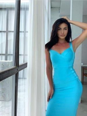 bodycon v-neck evening dress - MRSLM
