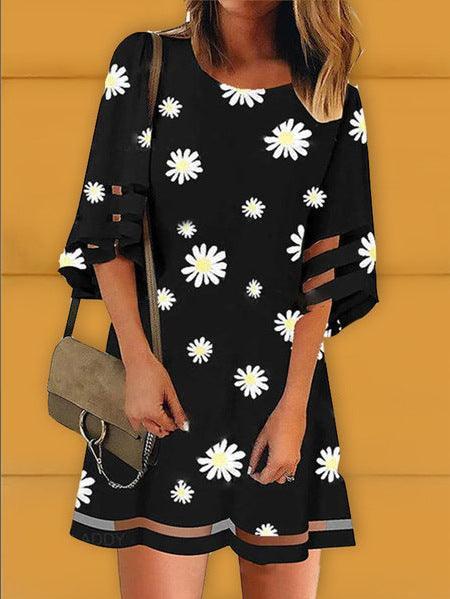 Women's daisy print mesh dress - MRSLM