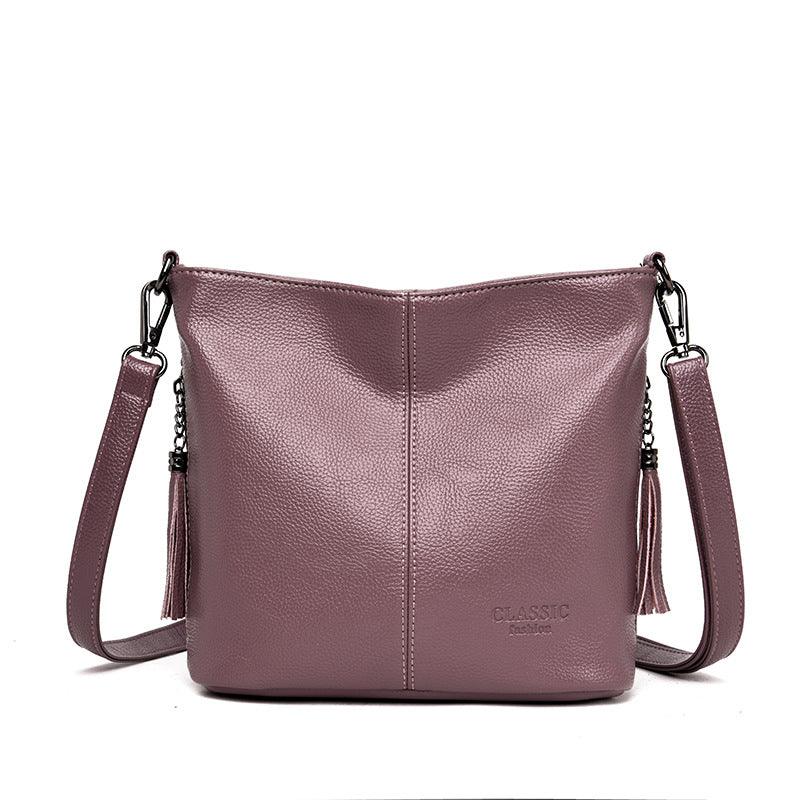 Soft leather fashion tassel handbag - MRSLM