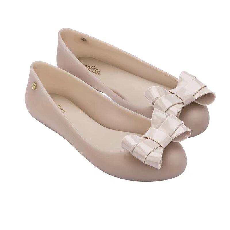 Colorblock flat shoes with shallow bow, view 2 - MRSLM