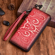 Vegetable tanned leather embossed wallet, view 3 - MRSLM