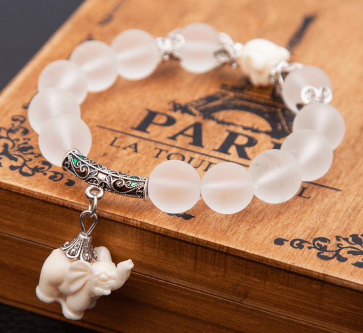 crystal elephant charm bracelet, view 8 - MRSLM