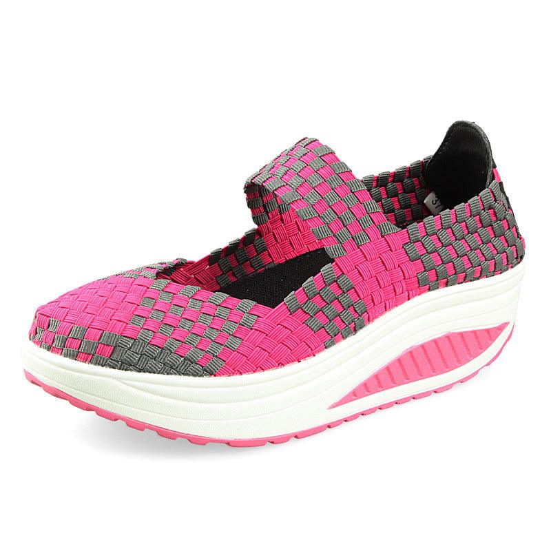 women's casual mid heel stretch weave shoes, view 2 - MRSLM