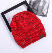 High bun ponytail cable knit beanie, view 9 - MRSLM