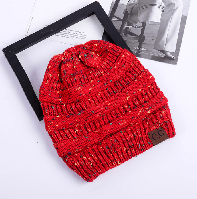 High bun ponytail cable knit beanie, view 9 - MRSLM