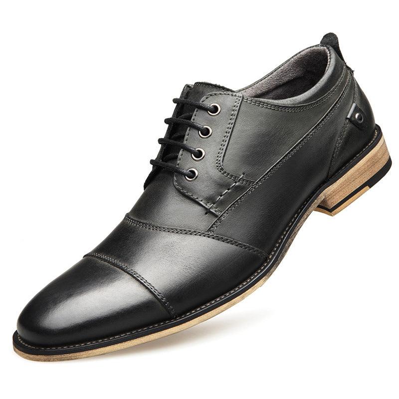 men's cowhide leather lace-up casual shoes, view 4 - MRSLM