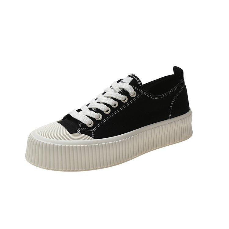 platform canvas shoes with check pattern, view 3 - MRSLM