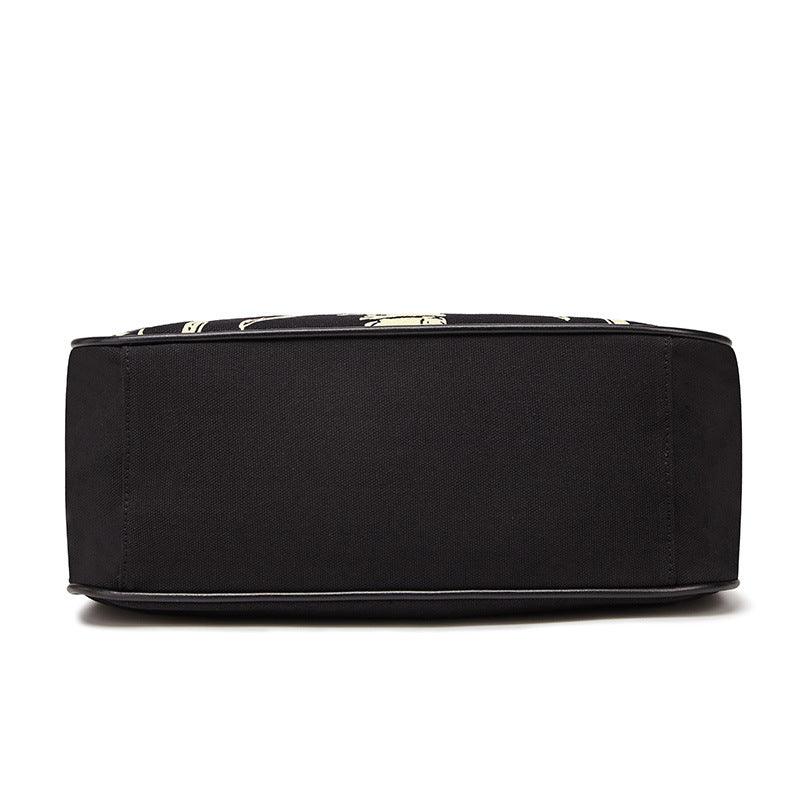 black canvas messenger bag, view 4 - MRSLM