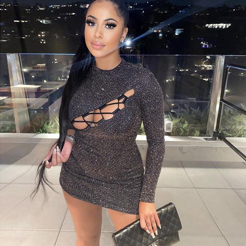 Tie Cutout Round Neck Dress