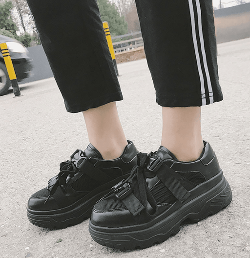 Women's breathable white platform running shoes - MRSLM