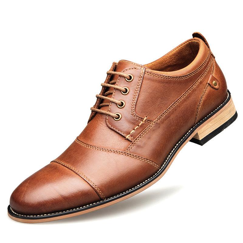 men's cowhide leather lace-up casual shoes, view 5 - MRSLM