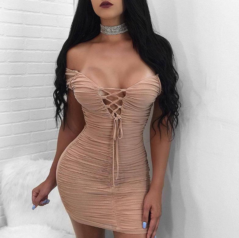 deep v lace dress, view 3 - MRSLM