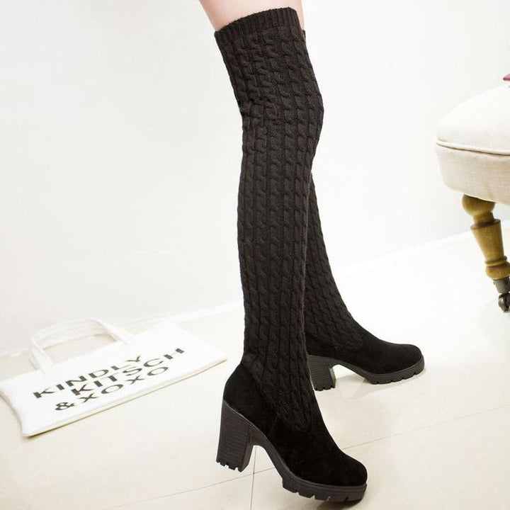 Slim wool stretch over knee boots - MRSLM