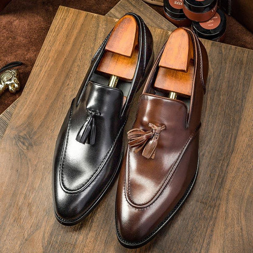 Men's business casual tassel leather shoes - MRSLM