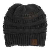 High bun ponytail cable knit beanie, view 30 - MRSLM