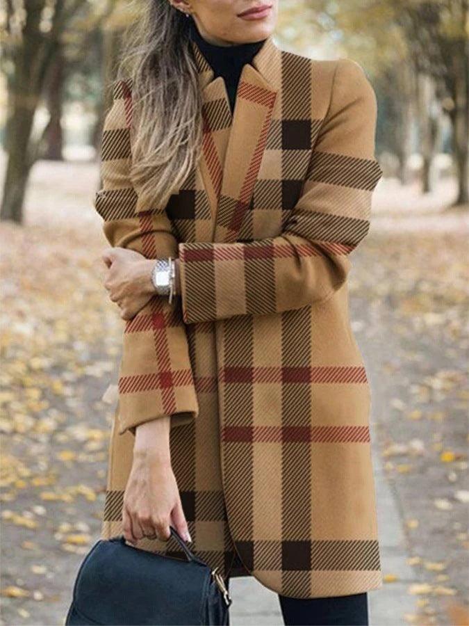 Fall/winter Fashion Printed Stand Collar Coat Women