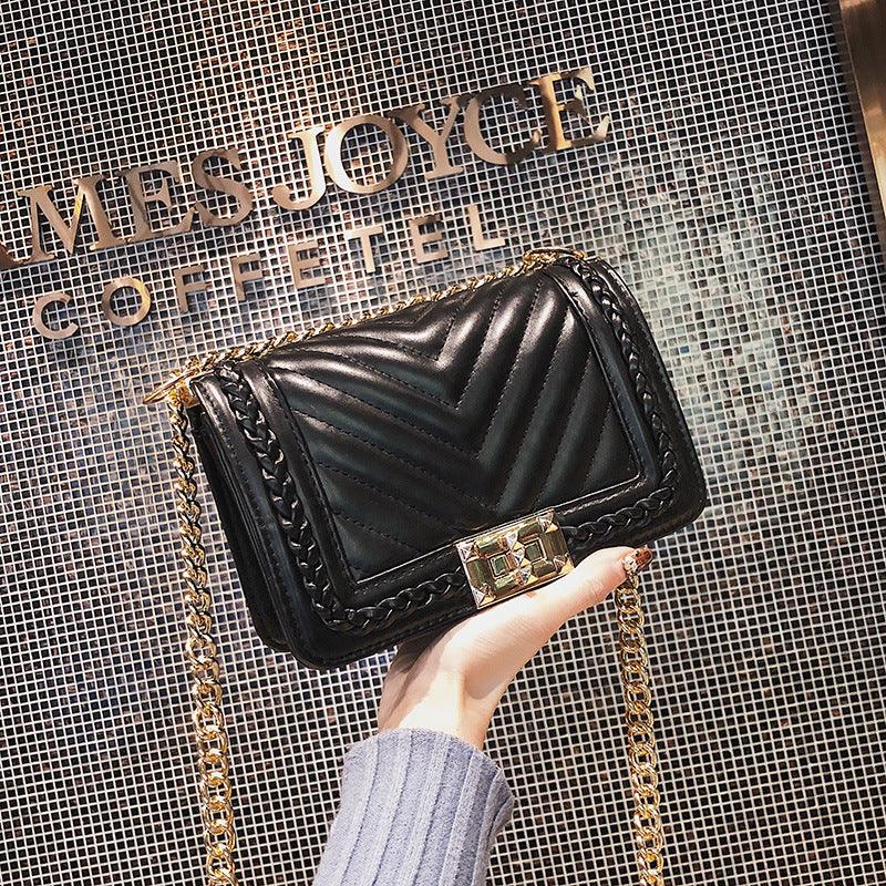 Ladies chain lock small square bag, view 9 - MRSLM