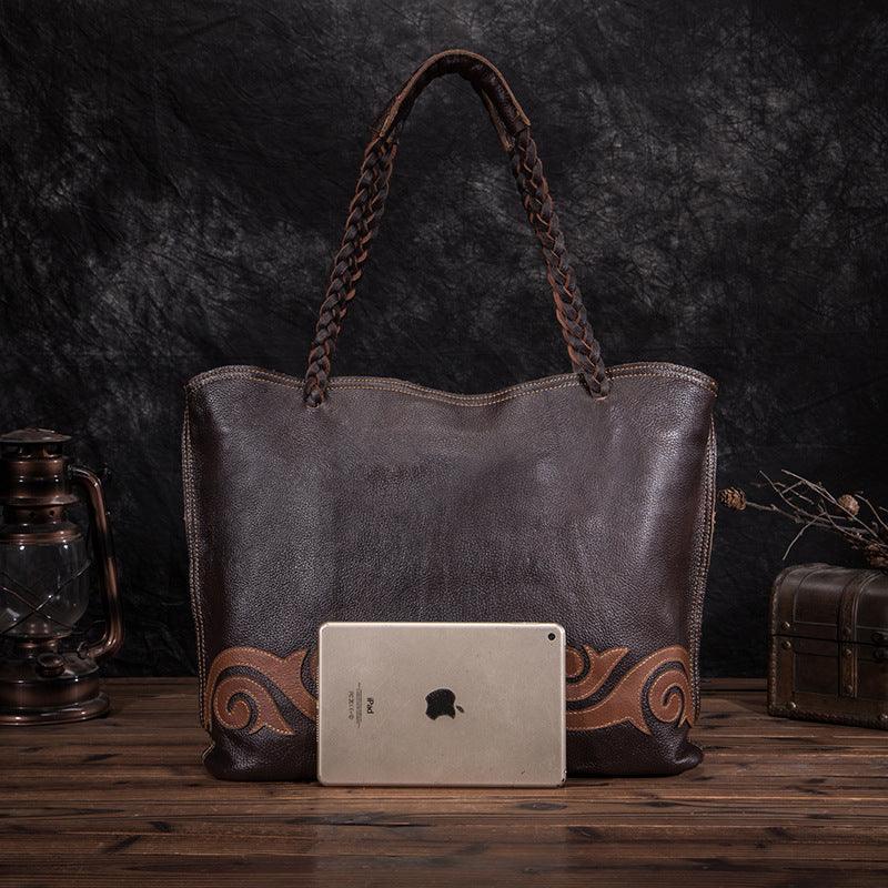 retro lychee leather shoulder bag, view 3 - MRSLM