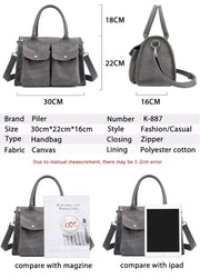 casual canvas crossbody hobo bag, view 2 - MRSLM