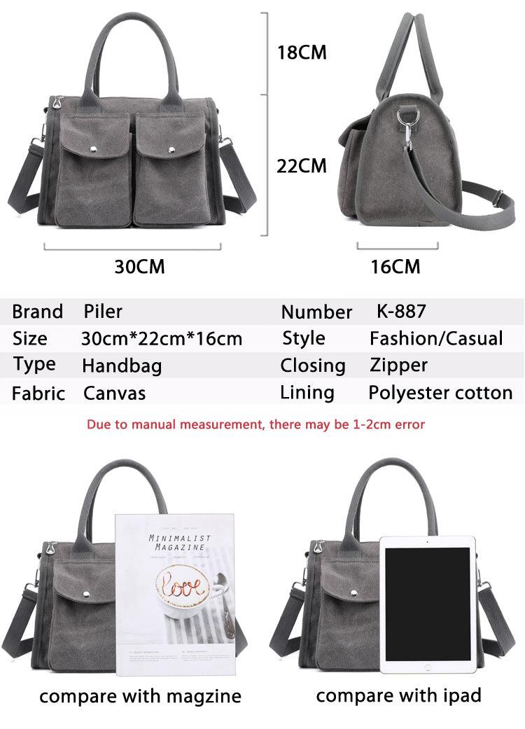 casual canvas crossbody hobo bag, view 2 - MRSLM