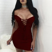 deep v lace dress, view 2 - MRSLM