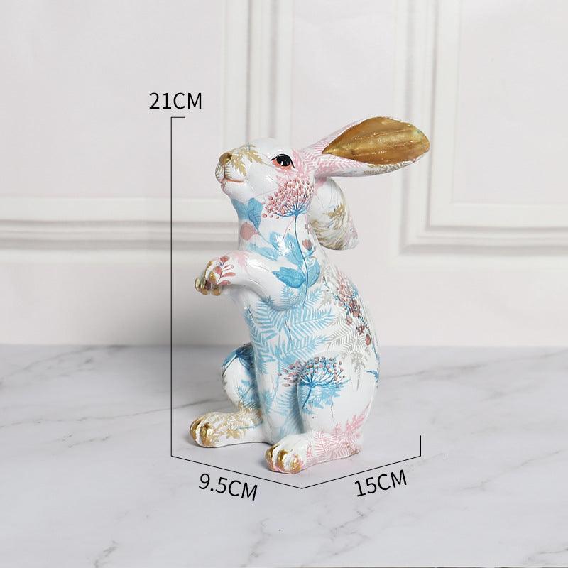 Painted Jade Rabbit Ornaments Cute Rabbit Resin Ornaments - MRSLM